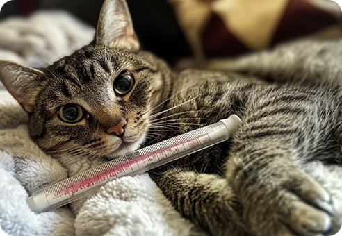 猫と体温計の画像