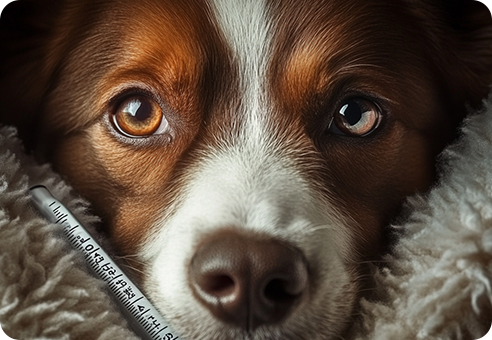 犬と体温計の画像